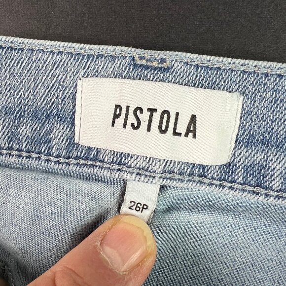 Pistola Jeans Womens Petite 26x24* Izzy Wide Leg Crop Blue Raw Hem Denim Tag 26P - Picture 7 of 16